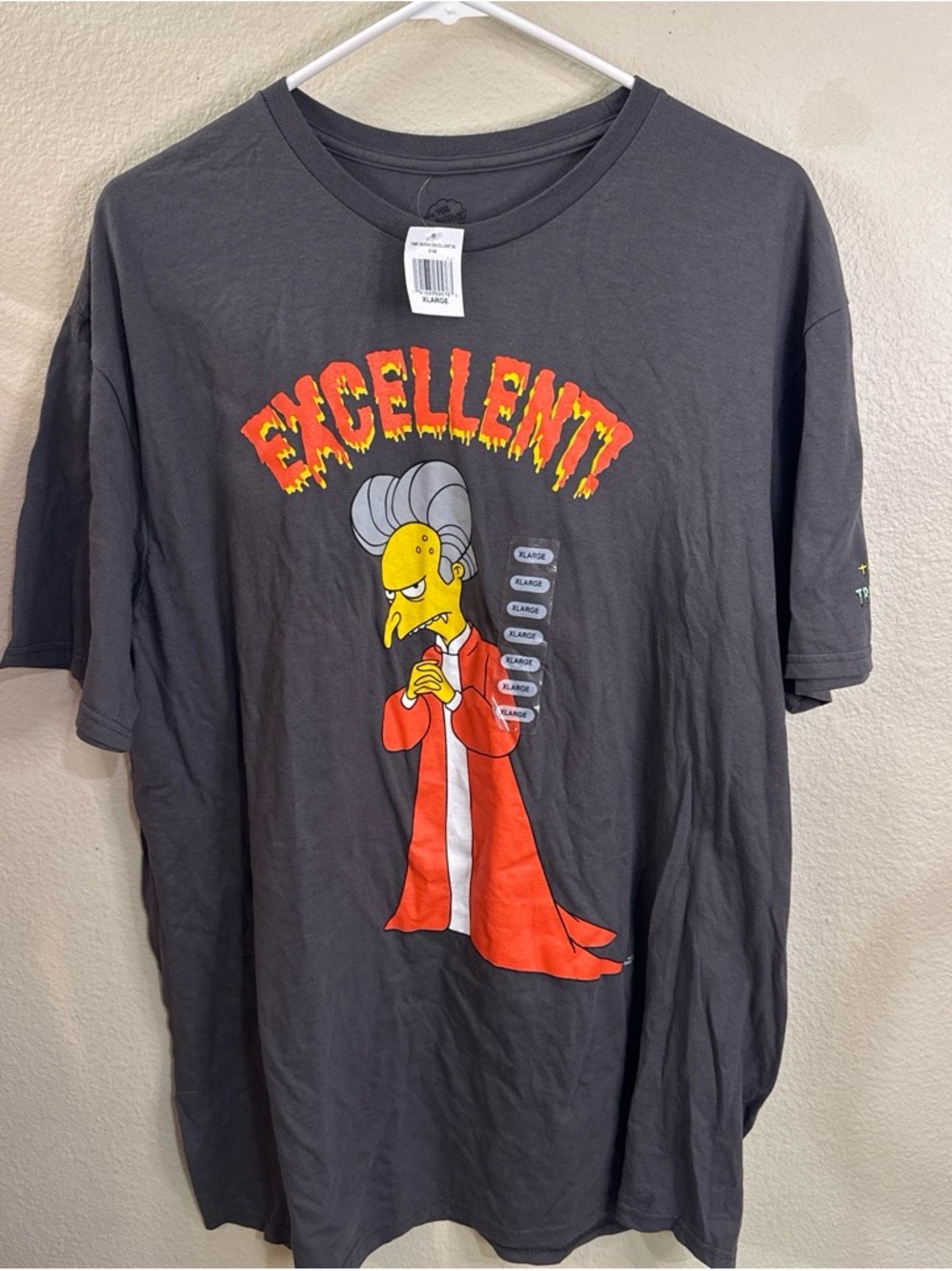 The Simpsons "Excellent!" Gray Graphic Tee - Classic Mr. Burns Design